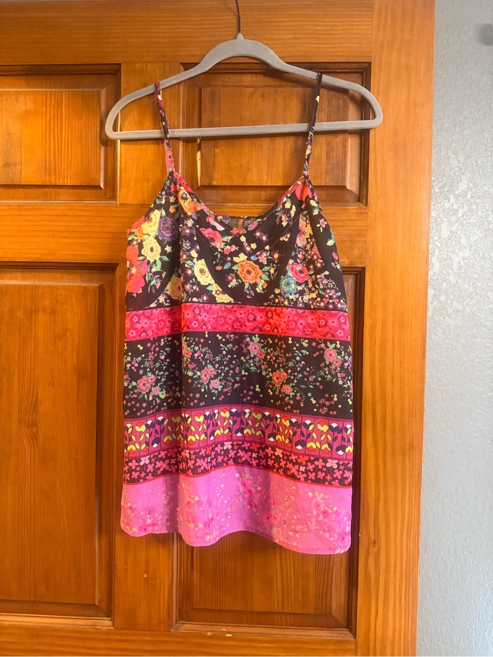 Aratta Pink & Black Floral Patterned Cami